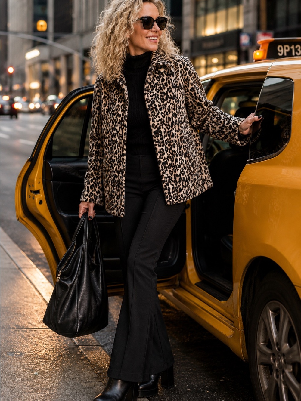 Vero Moda Leopard Print Fleece Coat in Beige and Black